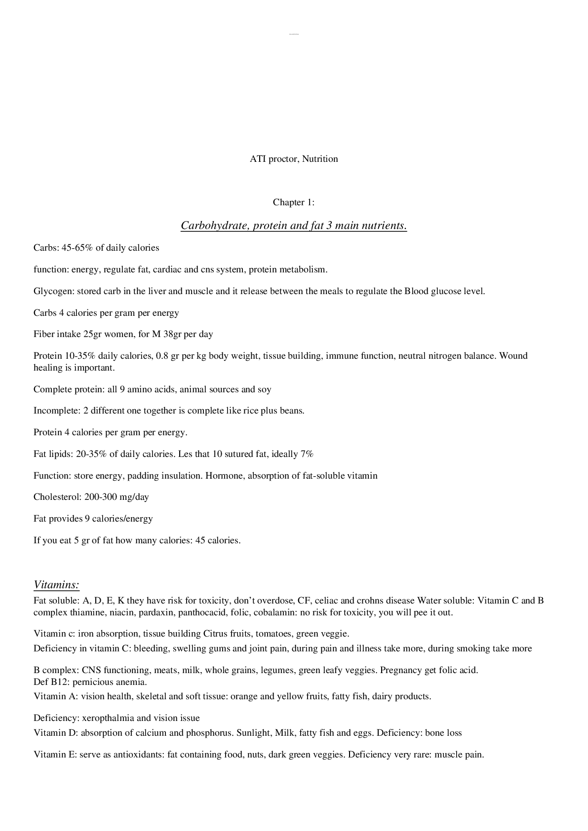 Preview image for NURS 225 STUDY GUIDE ATI Proctored Nutrition